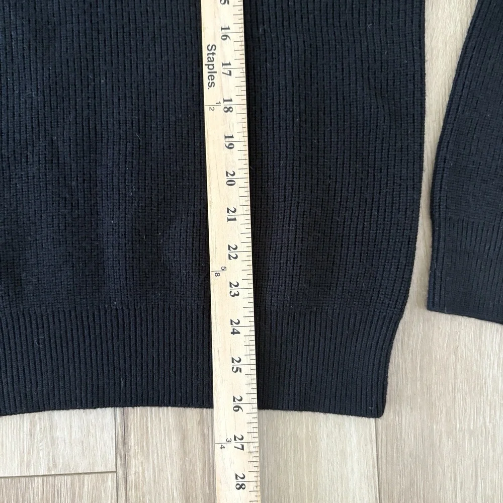 Banana Republic 100% Extra Fine Merino Half Zip Sweater Medium M Ribbed Black